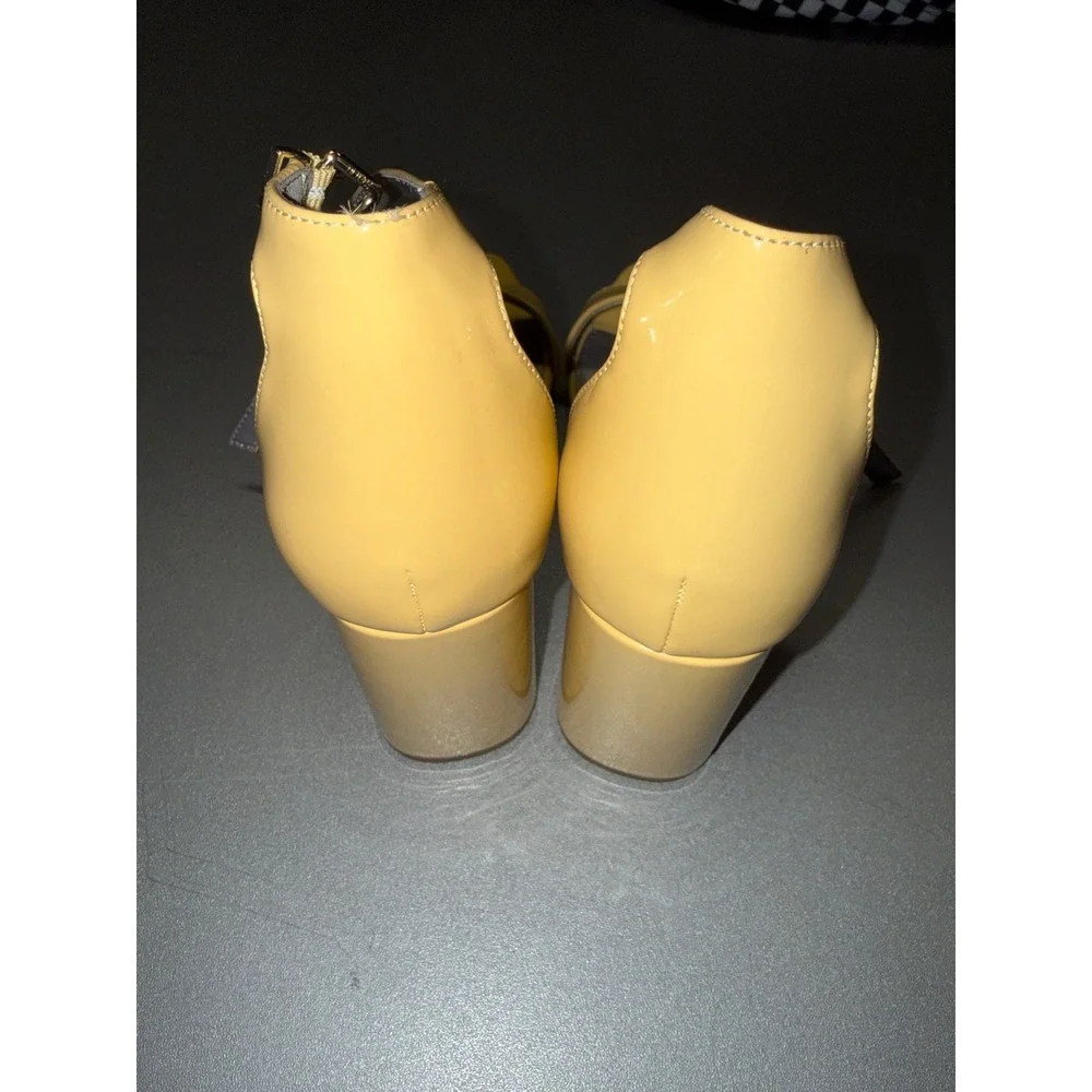 Worthington Womens‎ Soft Yellow Patent Block Heel Ankle Strap Sandals Size 8.5 M